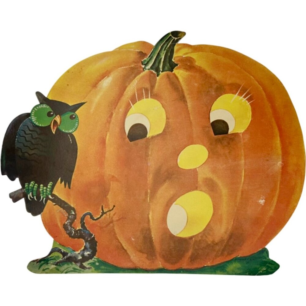 Vintage Dennison Halloween Pumpkin Jack O Lantern Paper Decoration